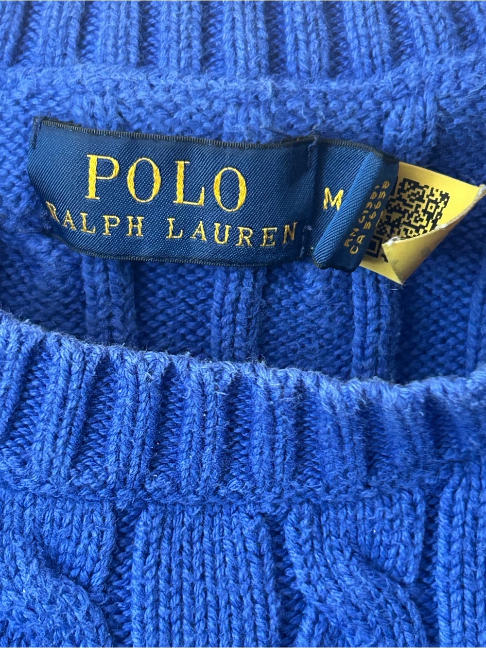 Polo Ralph Lauren Beaded Big Pony Cable Sweater cotton short sleeve RARE blue - Picture 3 of 5